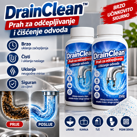 DrainClean™ Prah za odčepljivanje i čišćenje odvoda 1+1 GRATIS
