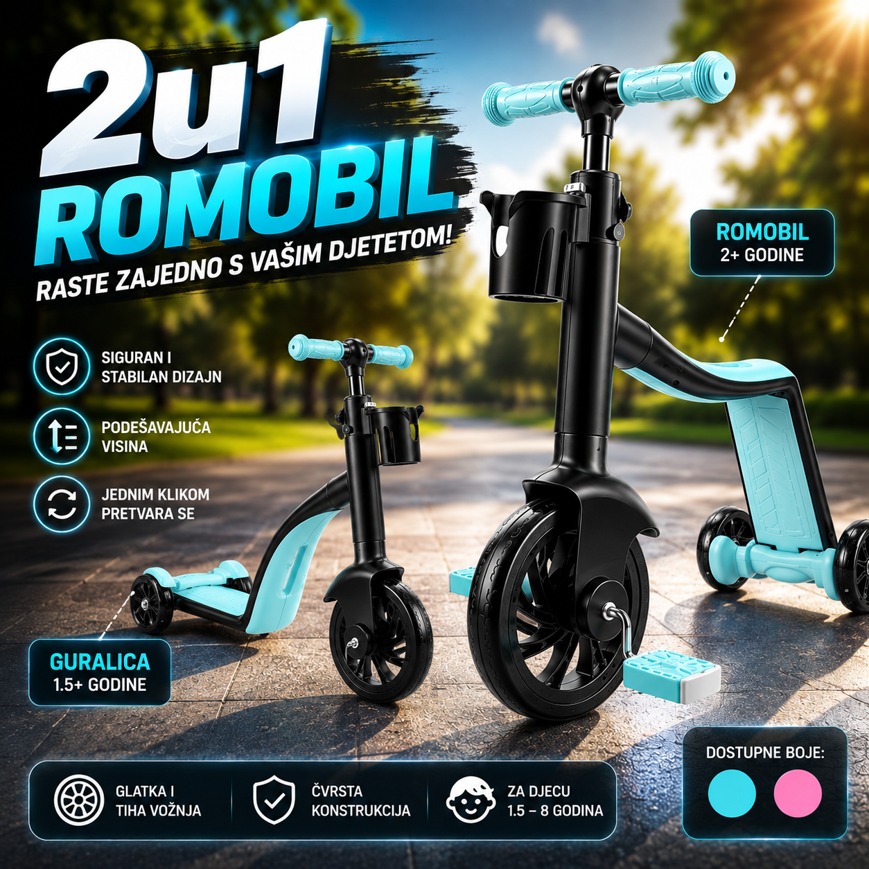 Dječiji Romobil 2u1