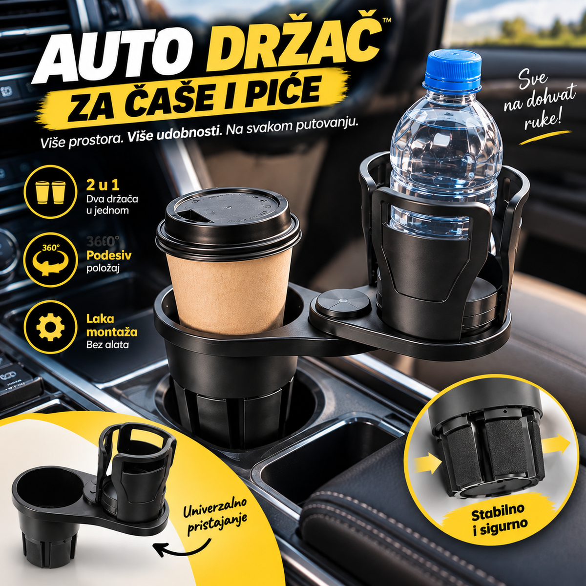 AutoCup™ – Proširivi držač za čaše 2u1