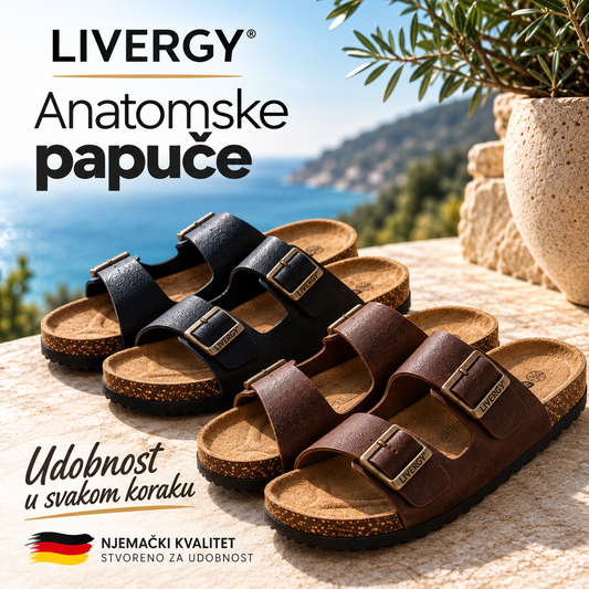 LIVERGY® Anatomske papuče od prirodne kože - Njemački kvalitet