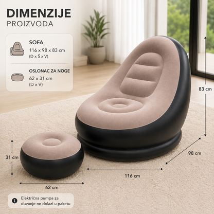 Sofa na naduvavanje iz 2 dijela