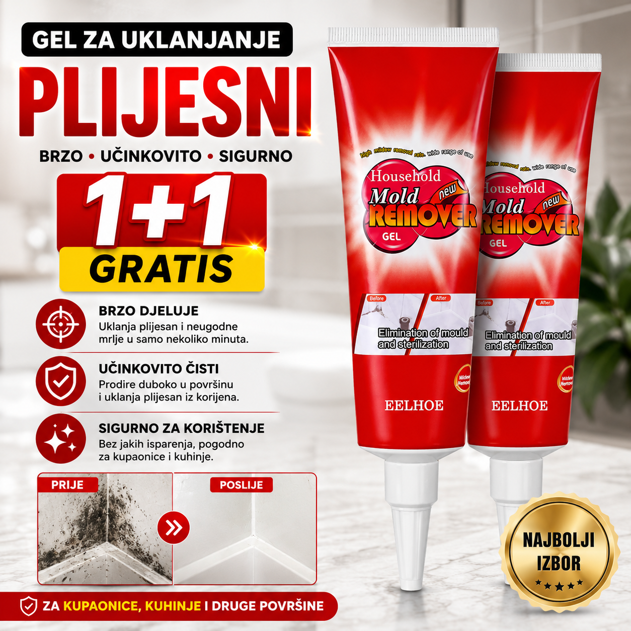 Gel za Uklanjanje Plijesni 1+1 GRATIS