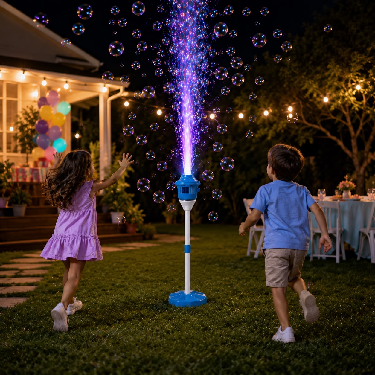 BubbleTower – Automatska Mašina za Balončiće sa LED Svjetlima i Muzikom
